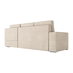 Loungitude Canapé d'angle droit convertible ARTEMIS 4 places - Velours côtelé beige - L246 x P174 x H96 cm pas cher