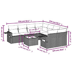 Avis vidaXL Salon de jardin avec coussins 9 pcs beige résine tressée