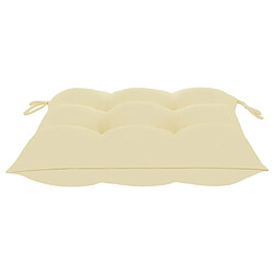 Maison Chic Lot de 3 Chaises de jardin,Fauteuil d'extérieur avec coussins blanc crème Teck massif -MN13094 pas cher