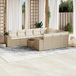 Maison Chic Salon de jardin 11 pcs avec coussins, Ensemble Tables et chaises d'extérieur beige résine tressée -GKD536967