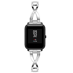 Acheter Wewoo Bracelet pour montre connectée en acier inoxydable massif serti de diamants de Amazfit 20mm Argent