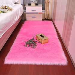 LUUCOZK Tapis moelleux en fausse fourrure pour chambre à coucher, salon - FoncéRose-Forme rectangulaire 100x180