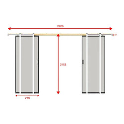 Acheter Vente-Unique Porte coulissante double avec système à galandage - aluminium et verre trempé dépoli - 2 x H205 x L73 cm - LINCI II