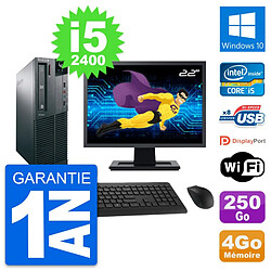 PC Lenovo M82 SFF Ecran 22" Intel i5-2400 RAM 4Go Disque 250Go Windows 10 Wifi - Occasion