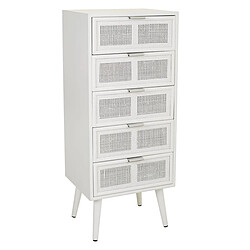 Avis Pegane Chiffonnier, meuble de rangement en bois coloris blanc - Longueur 42 x Profondeur 36,5 x Hauteur 100,50 cm