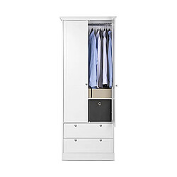 Avis Mes Armoire 2 portes 2 tiroirs 80x51x200 cm blanc - LANDZY