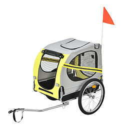 Remorque Vélo pour Chien Capacité 26 kg 138 x 71 x 90 cm Jaune Gris Noir [pro.tec]