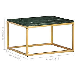 vidaXL Table basse Vert 60x60x35 cm Pierre véritable et texture marbre pas cher