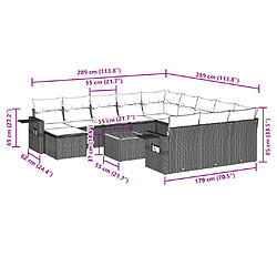 Avis vidaXL Salon de jardin avec coussins 13 pcs gris résine tressée