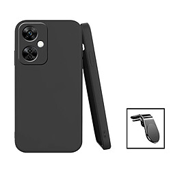 PHONECARE Kit Support Magnétique L Safe Driving Voiture + Coque Silicone Liquide pour OnePlus Nord CE 3 Lite - Noir 