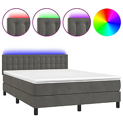 Sommier à lattes LED,Cadre à lattes de lit avec matelas pour Adulte Gris foncé 140x190 cm -MN36965