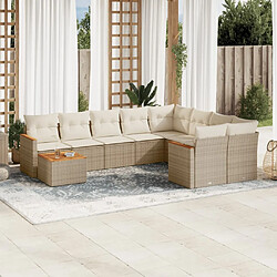 Maison Chic Salon de jardin avec coussins 10 pcs | Ensemble de Table et chaises | Mobilier d'Extérieur beige résine tressée -GKD65349