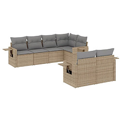 vidaXL Salon de jardin avec coussins 7 pcs beige résine tressée