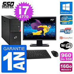 PC Tour Fujitsu P720 Ecran 19" Intel i7-4770 RAM 16Go SSD 960Go Windows 10 Wifi - Occasion