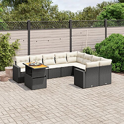 Maison Chic Salon de jardin 10 pcs avec coussins, Ensemble Tables et chaises d'extérieur noir résine tressée -GKD899595