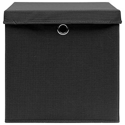 Avis Maison Chic Ensemble de 10 Boîtes de rangement,Boîtes de stockage avec couvercle Noir 32x32x32cm Tissu -MN899870