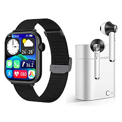 Eko Pack Elite Écouteurs TWS iSteel Bluetooth 5.0 Légers et Montre Connectée IP67 Blanc / Noir 