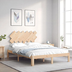 Maison Chic Cadre/structure de lit avec tête de lit pour adulte - Lit Moderne Chambre petit double bois massif -MN67750