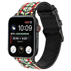 Avis Wewoo Pour Apple Watch Séries 5 et 4 Bracelet en cuir véritable de style ethnique 44mm / 3 & 2 & 1 42mm Coloré