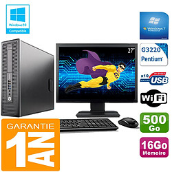 PC HP EliteDesk 800 G1 SFF Intel G3220 16Go Disque 500 Go Wifi W7 Ecran 27" - Occasion