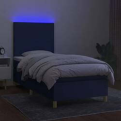 Avis vidaXL Sommier à lattes de lit et matelas et LED Bleu 100x200 cm Tissu