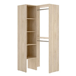 Pegane Armoire dressing d'angle en panneaux de particules mélaminés - Longueur 79.5 x Profondeur 88.5 x Hauteur 185 cm