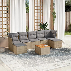 vidaXL Salon de jardin avec coussins 8 pcs beige résine tressée 