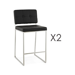 Mes Lot de 2 chaises de bar 54x45x94 cm H65 en PU noir et métal 