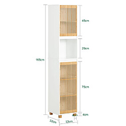 SoBuy BZR127-W Meuble Colonne Armoire de Salle de Bain Étagère Étroite Meuble de Rangement Salle de Bain avec 2 Portes, 1 Compartiment