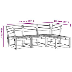 vidaXL Salon de jardin 4 pcs blanc bois de pin massif pas cher