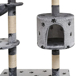 Avis Arbre à chat,niche pour chat et griffoir Sisal 125 cm Empreintes de pattes Gris -MN34039