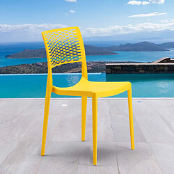 Ahd Amazing Home Design Chaise pour salle à manger Bar et Jardin en Polypropylène Empilable et Légère Cross, Couleur: Jaune