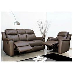 Avis Vente-Unique Fauteuil relax EVASION en cuir - Marron