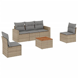 vidaXL Salon de jardin avec coussins 6pcs mélange beige résine tressée