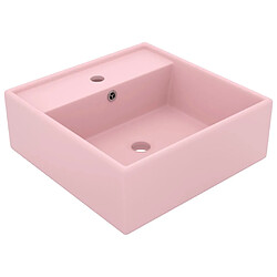 vidaXL Lavabo carré de luxe à trop-plein Rose mat 41x41 cm Céramique