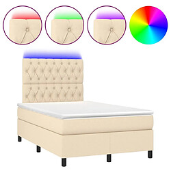 Maison Chic Lit adulte- Lit + matelas + LED,Sommier à lattes de lit matelas et LED crème 120x190 cm tissu -GKD54046