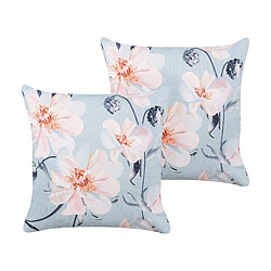 Beliani Lot de 2 coussins de jardin à motif floral bleus 45 x 45 cm APRICALE 