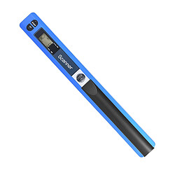 Bisofice Scanner portable sans fil à baguette portable,format A4 900 DPI,format JPG/PDF,écran LCD,interface de type C,avec sac de protection,pour documents commerciaux,reçus, livres,images,Bleu