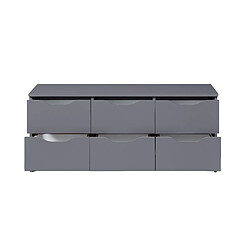 Pegane Commode meuble de rangement en bois de 6 tiroirs coloris gris graphite - longueur 122 x profondeur 40 x hauteur 51 cm