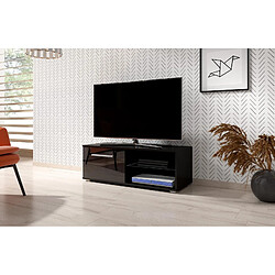 VIVALDI Meuble TV - MOON 2 - 100 cm - noir mat / noir brillant sans LED - style moderne