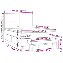 vidaXL Sommier à lattes de lit avec matelas Noir 140x190 cm Tissu pas cher