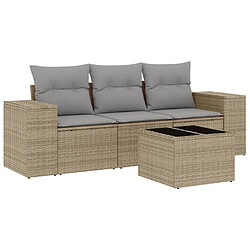 vidaXL Salon de jardin avec coussins 4 pcs beige résine tressée