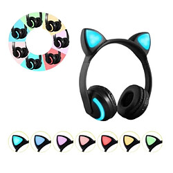 Universal Casque oreille chat mignon oreille chat lumineux bluetooth compatible 5.0 casque casque sans fil 7 changement de couleur 