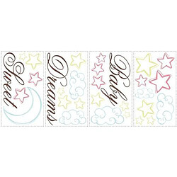 Thedecofactory SWEET DREAMS BABY - Stickers repositionnables texte, étoiles et nuages