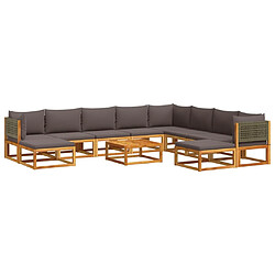 vidaXL Salon de jardin avec coussins 11 pcs bois massif d'acacia