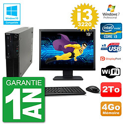 PC Lenovo M82 SFF Ecran 19" i3-3220 RAM 4Go Disque 2To Graveur DVD Wifi W7 - Occasion