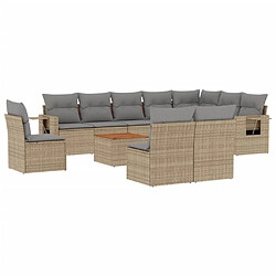 vidaXL Salon de jardin 11 pcs avec coussins beige résine tressée