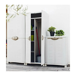 SPACESAVER 90 PLASTIKEN Armoire basse 2 portes avec etageres - l 90 x p 45 x h 100 cm - Gamme Space SAVER - Interieur et Exterie