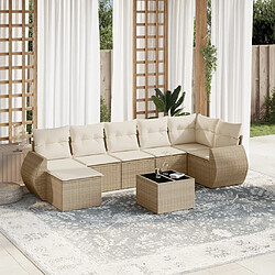 Maison Chic Salon de jardin avec coussins 8 pcs | Ensemble de Table et chaises | Mobilier d'Extérieur beige résine tressée -GKD28737