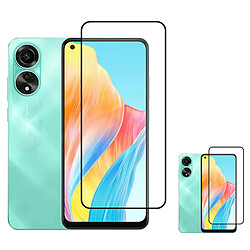 PHONECARE Kit 2 Film Verre Trempé 5D Full Cover pour Oppo A78 4G - Transparent / Noir 